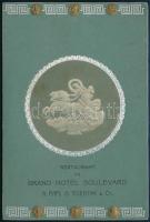 1924 A Grand Hotel Boulevard bukaresti (Bucharest) éttermének nyitható díszes menükártyája 14x9,5 cm