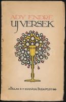 Ady Endre: Uj versek. Bp., 19189., Pallas, 83+1 p. Negyedik kiadás. A borító Falus Elek munkája. Nagy Sándor egészoldalas rajzával. Kiadói papírkötés, szakadt borítóval.