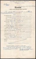 1954 Kivonat a Budai Izraelita hitközség születési jegyzékéből főrabbi aláírásával