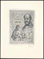 Tempinszky István (1907-1979): Ex libris Celio Rapalli. Rézkarc, jelzett 15x11,5 cm