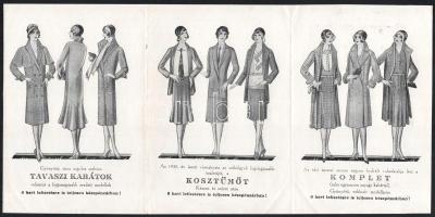 1930 Női divat 3 részes kihajtható reklám 16x11 cm