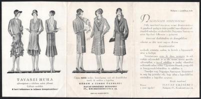 1930 Női divat 3 részes kihajtható reklám 16x11 cm