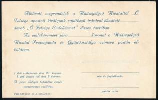 cca 1910 A M. Kir. Honvédelmi Ministerium Hadsegélyező Hivatalának Propaganda és Gyűjtőosztályának p...