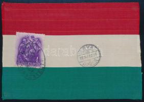 1938 Nemzeti szín szalag, rajta Léva visszatért bélyegzéssel és bélyeggel, 10x14 cm