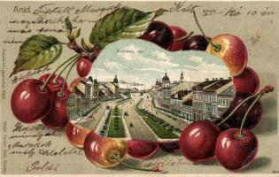 Arad Andrássy square with church litho (Emb.)