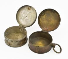 2 darab antik réz felhúzható óratartó, kopással, d: 9 cm