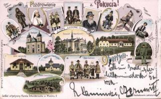 1899 Jewish and polish people in Obertyn Pokucia, Poland litho