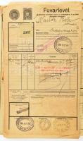 cca 1930 50-100 db Teheráru fuvarlevél Magyar Királyi Folyam. és Tengerhajózási Rt. illetékbélyegekk...