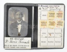 1918 Kassai Villamos Közúti Vasút fényképes bérletigazolvány havi bélyegekkel / Kassa, Kosice tram season ticket id