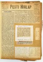 cca 1912-60 Hefty Frigyes (1894-1965) I. világháborús katonai repülő pilóta sajtó albuma, saját kezű gyűjtése, autográf feliratával és névbejegyzésével a borítón, aviatikai tevékenységét tárgyaló cikkek és fotók, szemlék, idézetek; saját aviatikai tárgyú cikkei, szakközleményei, novellák stb.; sajtó regiszter, függelék. Kb. 42 oldalon, albumlapokra beragasztott és ezen felül további lazán mellékelt cikkek, néhány az I.- világháború idejéből, többségében a Horthy-korszakból és néhány kevés az emigráció éveiből. XX. sz eleji, egészvászon kötésű, gerincén sérült albumban. Becses gyűjtői ritkaság!!!