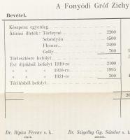 1921 Balaton-Fonyód- gr Zichy Bélatelep ig. jelentése, 1920-21 és Ripka Ferenc levél