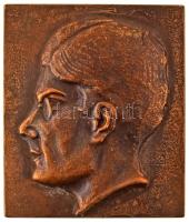 Bíró Mihály (1886-1948) ~1910. Férfi portré egyoldalas öntött bronz plakett (145x124mm) T:AU
