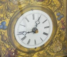 Parasztóra XIX. sz vége, XX. sz eleje, festett fa és réz, súlyokkal, üvegezett keretben 24x20 cm Műk...