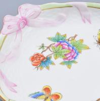 Herendi Viktória mintás kínáló tál. Kézzel festett, jelzett, hibátlan 40x28 cm