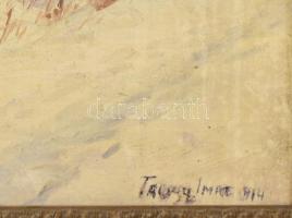 Olvashatatlan jelzéssel, magyar festő, XX. sz. eleje: Havas táj. Olaj, karton. Dekoratív, sérült fak...