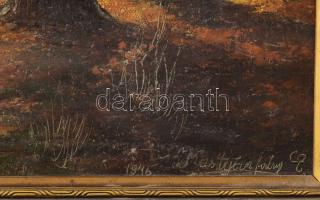 Kostyánfalvy jelzéssel: Rőzsehordó az erdőben. Olaj, vászon, keretben, Dekoratív fakeretben. 40×50 c...