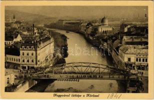 Nagyvárad, Oradea; látkép a Körössel, zsinagóga / Cris riverside, synagogue