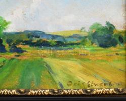 Deák Ébner Lajos (1850-1934): Napfényes táj. Olaj, karton. Jelzett. Dekoratív fakeretben. Hátoldalán...