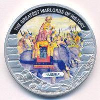 Libéria 2009. 5D ezüstözött Cu "Nagy Hadvezérek - Hannibál" multicolor festéssel, kapszulában, tanúsítvánnyal T:PP  Liberia 2009. 5 Dollars silver plated Cu "The Greatest Warlords of History - Hannibal" with multicolor picture, in capsule with certificate C:PP