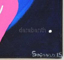 Sainzsa? jelzéssel: Lány macskával. Akril, vászon, 30x30 cm