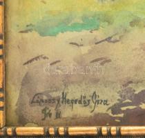 Lápossy Hegedűs Géza (1875-1929): Virágos kert, 1916. Akvarell, karton, jelzett. Dekoratív, üvegezet...