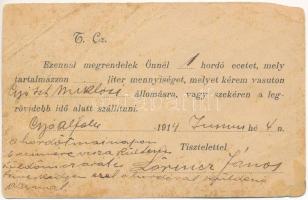 1914 Csíkszereda, Miercurea Ciuc; Gál József ecetgyáros megrendelőlapja, reklám képeslap / vinegar m...