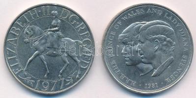 Nagy-Britannia 1977. 25P "Ezüst Jubileum - II. Erzsébet" + 1981. 25P "Lady Diana és Károly herceg" T:XF United Kingdom 1977. 25 Pence "Silver Jubilee - Elizabeth II" + 1981. 25 Pence "Lady Diana and Prince Charles" C:XF