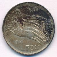 Olaszország 1961. 500L Ag "Olasz egység századfordulója" T:AU erős patina, kis ph
Italy 1...