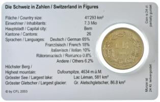 Svájc 2001. 1Fr Cu-Ni multicolor festéssel, műanyag kártyán T:AU Switzerland 2001. 1 Franc with multicolor painting, on plastic card C:AU Krause KM#24a