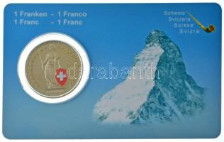 Svájc 2001. 1Fr Cu-Ni multicolor festéssel, műanyag kártyán T:AU
Switzerland 2001. 1 Franc with mul...