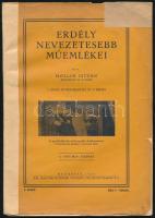 Möller István: Erdélyi nevezetesebb műemlékei. Bp., 1929, Historia (Kir. M. Egyetemi Nyomda), 50 p. Szövegközi és egészoldalas képekkel. Kiadói papírkötés, sérült, javított, a könyvtesttől különvált borítóval.