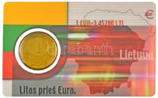 Litvánia 2001. 1L Cu-Ni műanyag kártyán T:AU Lithuania 2001. 1 Litas Cu-Ni on plastic card C:AU