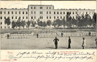 1903 Pola, Pula; K.u.K. Kriegsmarine Maschinen-Schulen und Exercierplatz / Austro-Hungarian Navy machinery school with mariners and exercise grounds. F. Schöler (EK)