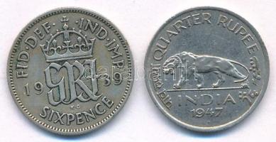 Nagy-Britannia / Brit tengerentúli területek 1939. 6p Ag "VI. György" + Brit-India 1947. 1...