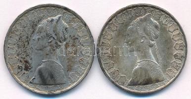 Olaszország 1958R-1960R 500L Ag "Kolumbusz hajói" (2xklf) T:XF patina Italy 1958R-1960R 500 Lire Ag "Columbus' Ships" (2xdiff) C:XF patina Krause KM#98