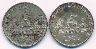 Olaszország 1958R-1960R 500L Ag "Kolumbusz hajói" (2xklf) T:XF patina
Italy 1958R-1960R 5...