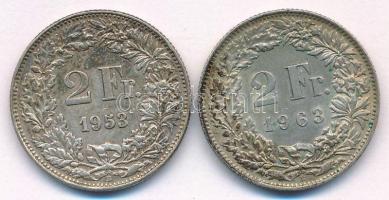 Svájc 1953-1963. 2Fr Ag (2xklf) T:AU,XF patina Switzerland 1953-1963. 2 Franc Ag (2xdiff) C:AU,XF patina Krause KM#21