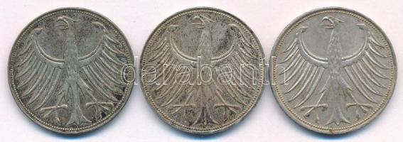 NSZK 1951-1966. 5M Ag (3xklf) T:XF,VF patina, kis ph
FRG 1951-1966. 5 Mark Ag (3xdiff) C:XF,VF pati...