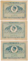 Románia 1945. 100L (3db) T:F Romania 1945. 100 Lei (3pcs) C:F Krause P#78