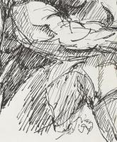 Nagy Szilveszter (?-?): Család, 1997. Tus, papír, jelzett, üveg mögött, 28×20 cm