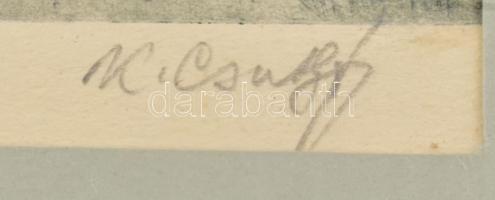 Olvashatatlan jelzéssel: Tabán. Rézkarc, papír, paszpartuban, 18×23,5 cm