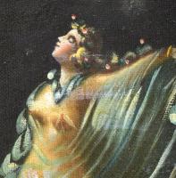 Jelzés nélkül, XIX. sz. festő: Táncosnő lenge öltözetben. Olaj, vászon. Apró sérülésekkel. 22,5x22 c...