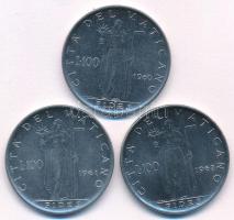 Vatikán 1960-1962. 100L (3xklf) T:AU az egyiken apró karc
Vatican 1960-1962. 100 Lire (3xdiff) C:AU...