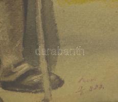 Olvashatatlan jelzéssel 1853-as dátummal:Német paraszt legény. Akvarell, papír, Üvegezett keretben s...