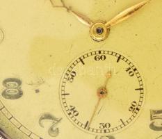 14K arany (Au) nyitott zsebóra jelzett, tok, működő szerkezet d: 49 mm, br 64,47 g működő szerkezett...