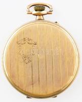 14K arany (Au) nyitott zsebóra jelzett, tok, működő szerkezet d: 49 mm, br 64,47 g működő szerkezett...
