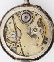 Anutrof ezüst (Ag) fedeles zsebóra jelzett tok, jelzett szerkezet, számlap, plasztikus lovas díszíté...