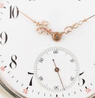 IWC ezüst (Ag) nyitott fedeles zsebóra jelzett tok, jelzett szerkezet, pótolt számlap. d: 50 mm Műkö...