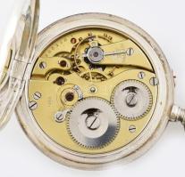 IWC ezüst (Ag) nyitott fedeles zsebóra jelzett tok, jelzett szerkezet, pótolt számlap. d: 50 mm Műkö...