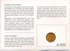 Dél-Afrikai Köztársaság 1991. 5c bronz-acél, "Veszélyeztetett madarak" érmés borítékban bé...